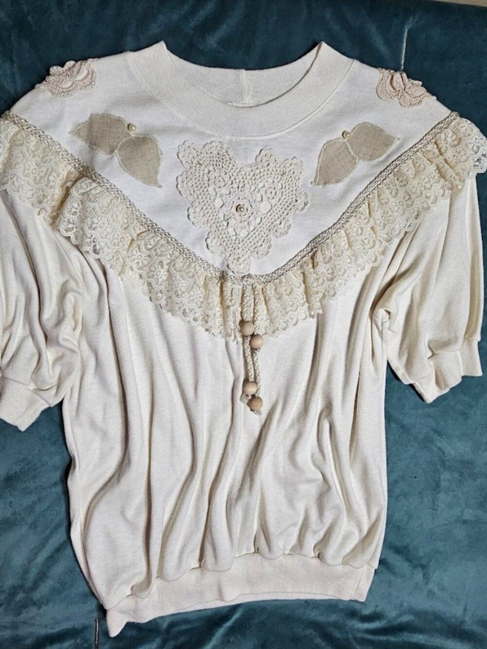 Vintage 80s An Original to Remember by Jean Vance Lace Top Medium